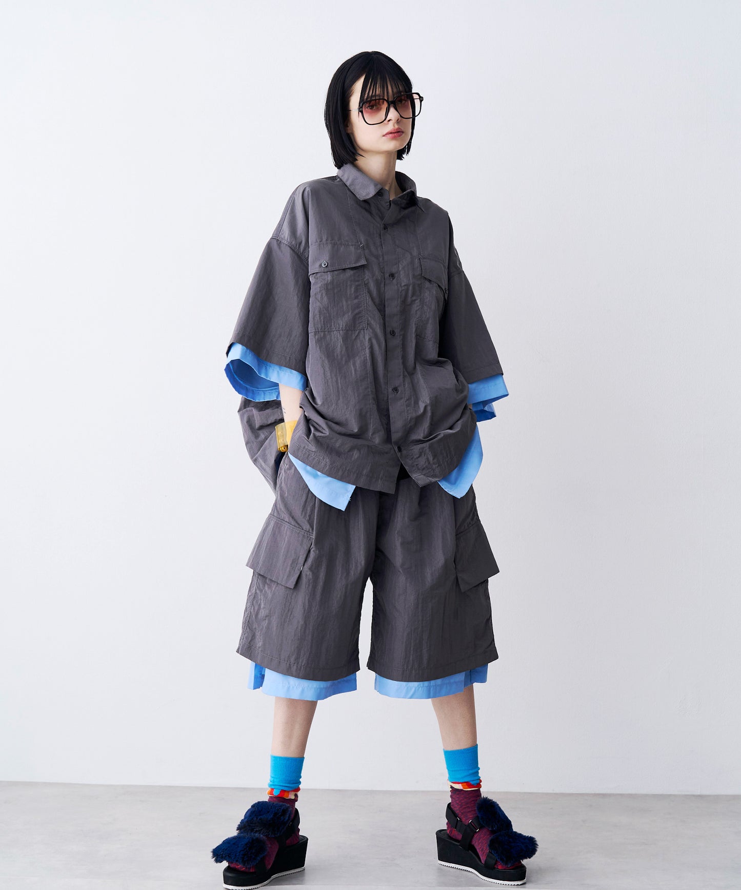 【予約商品】LAYERED H/S BOX SHIRTS