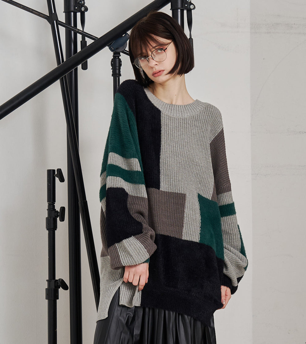 【再販 一部予約商品】MIXYARN PATCHWORK KNIT