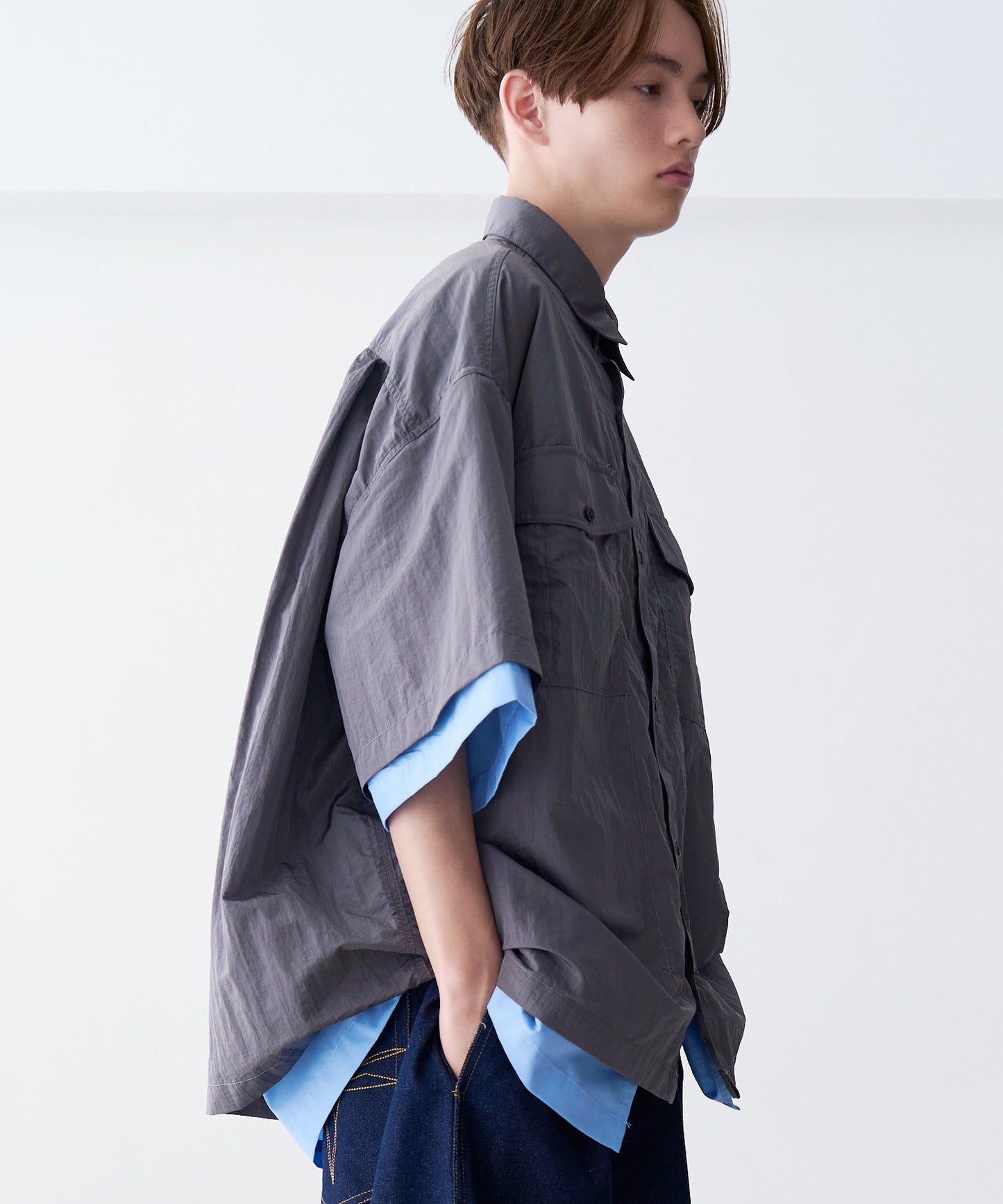 【予約商品】LAYERED H/S BOX SHIRTS