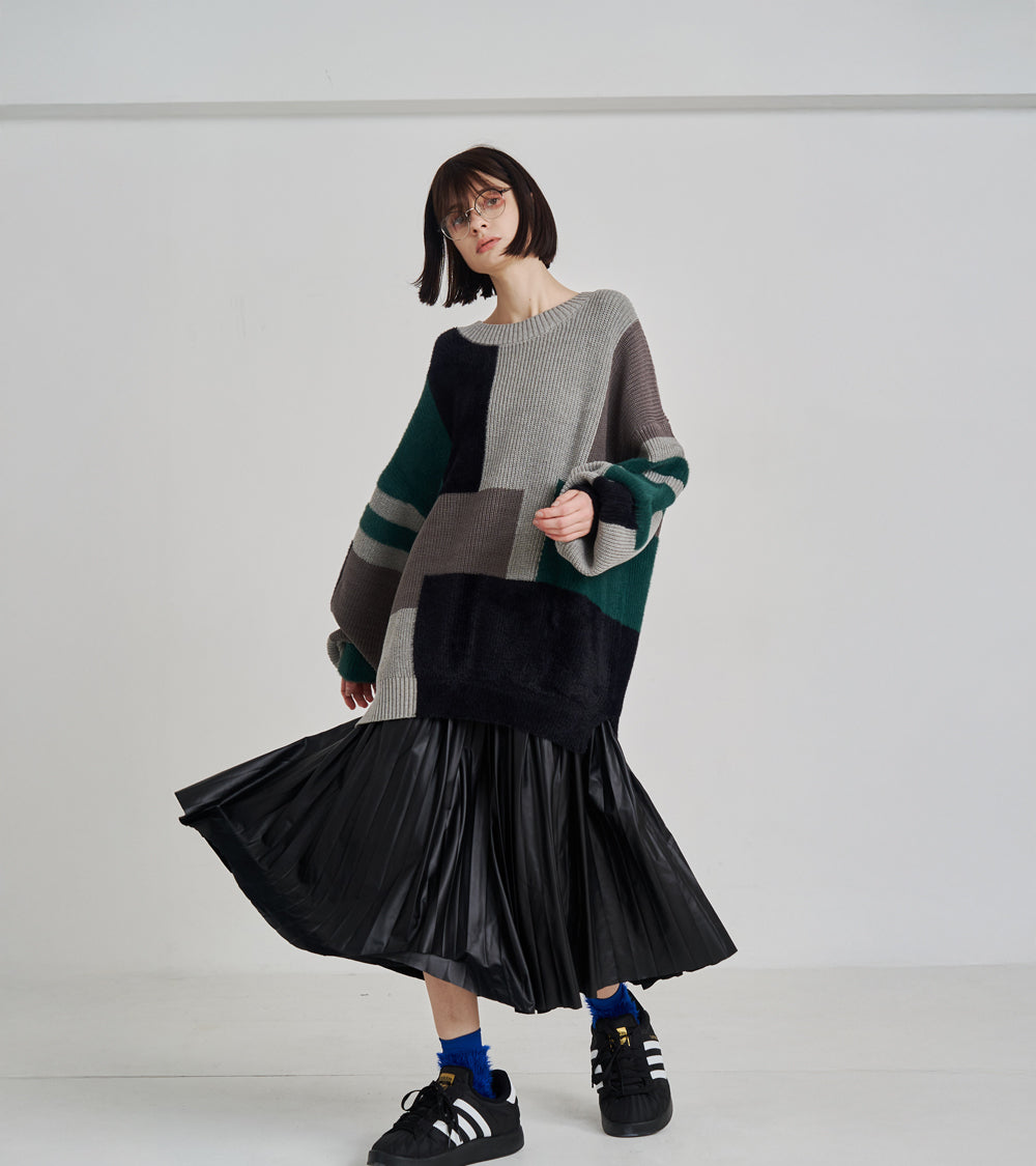 【再販 一部予約商品】MIXYARN PATCHWORK KNIT