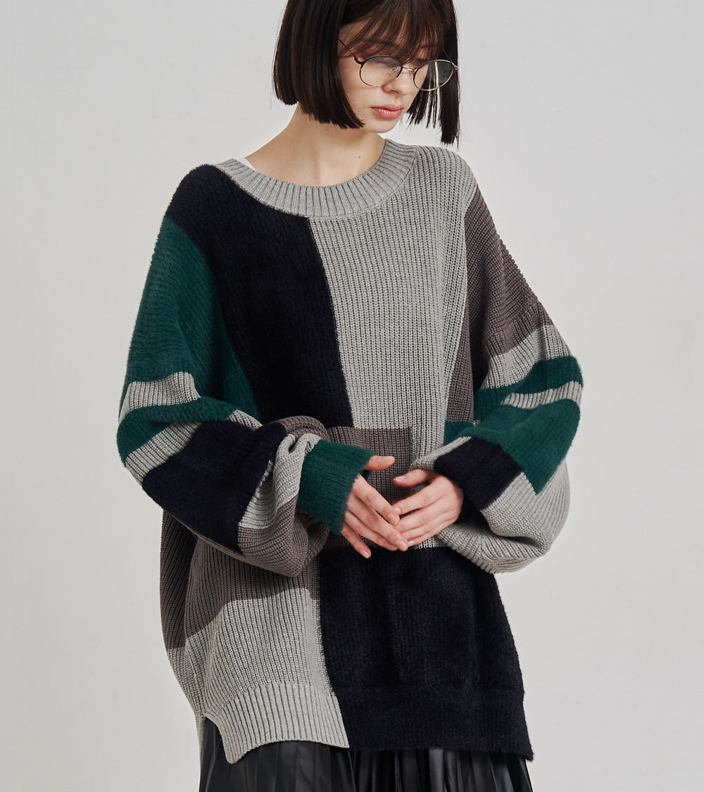 【再販 一部予約商品】MIXYARN PATCHWORK KNIT