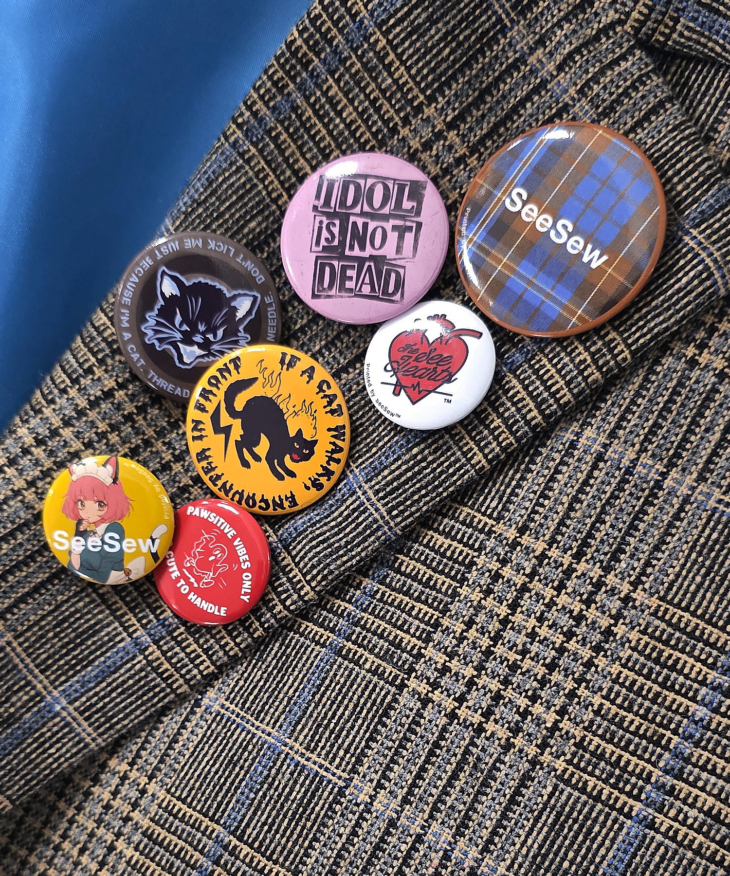 SALE】GRUNGE CHECK TAILORED JACKET with BADGE – seesew
