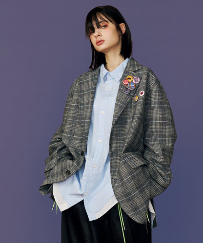 【一部再入荷】GRUNGE CHECK TAILORED JACKET  with BADGE
