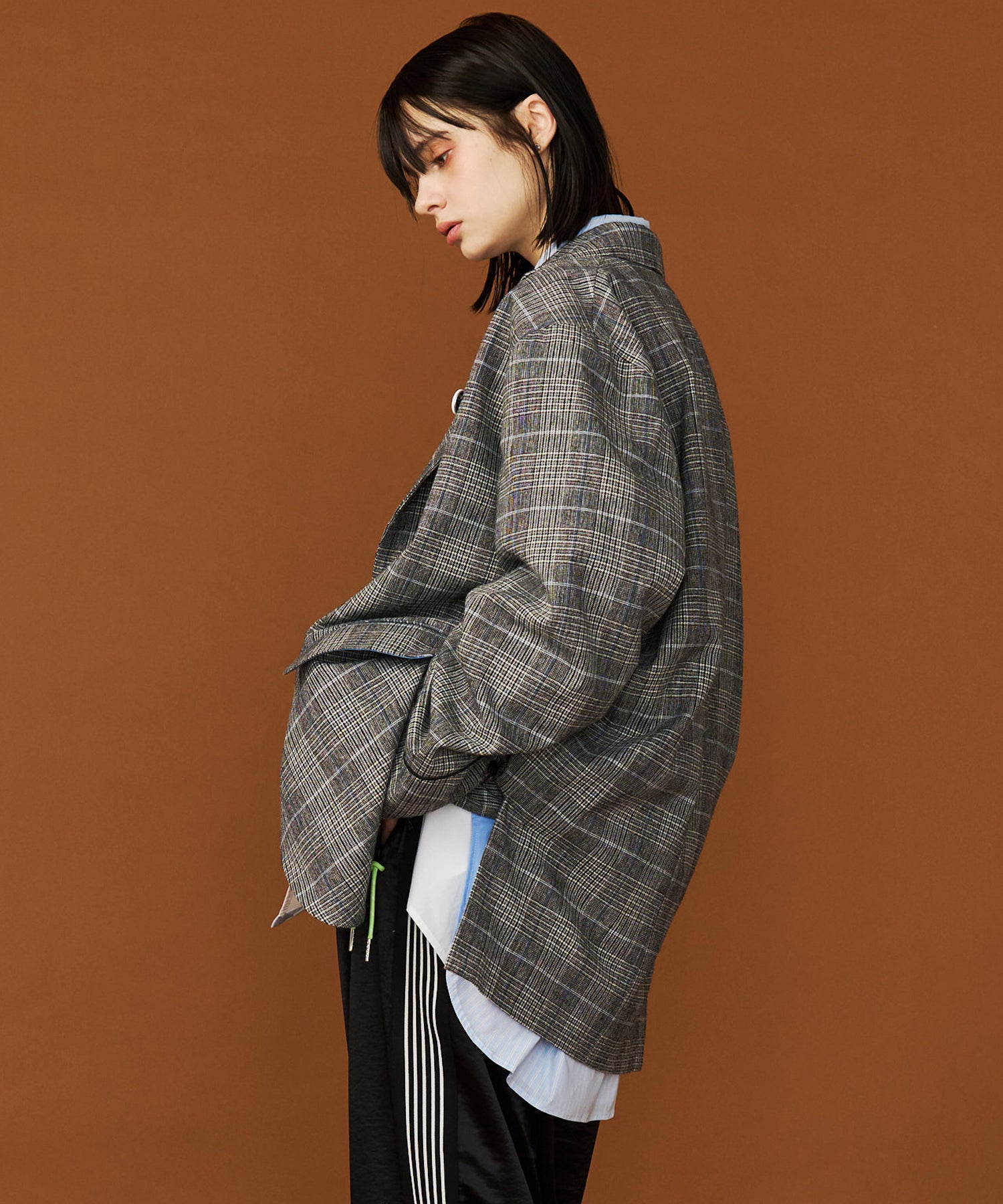 GRUNGE CHECK TAILORED JACKET with BADGE – seesew