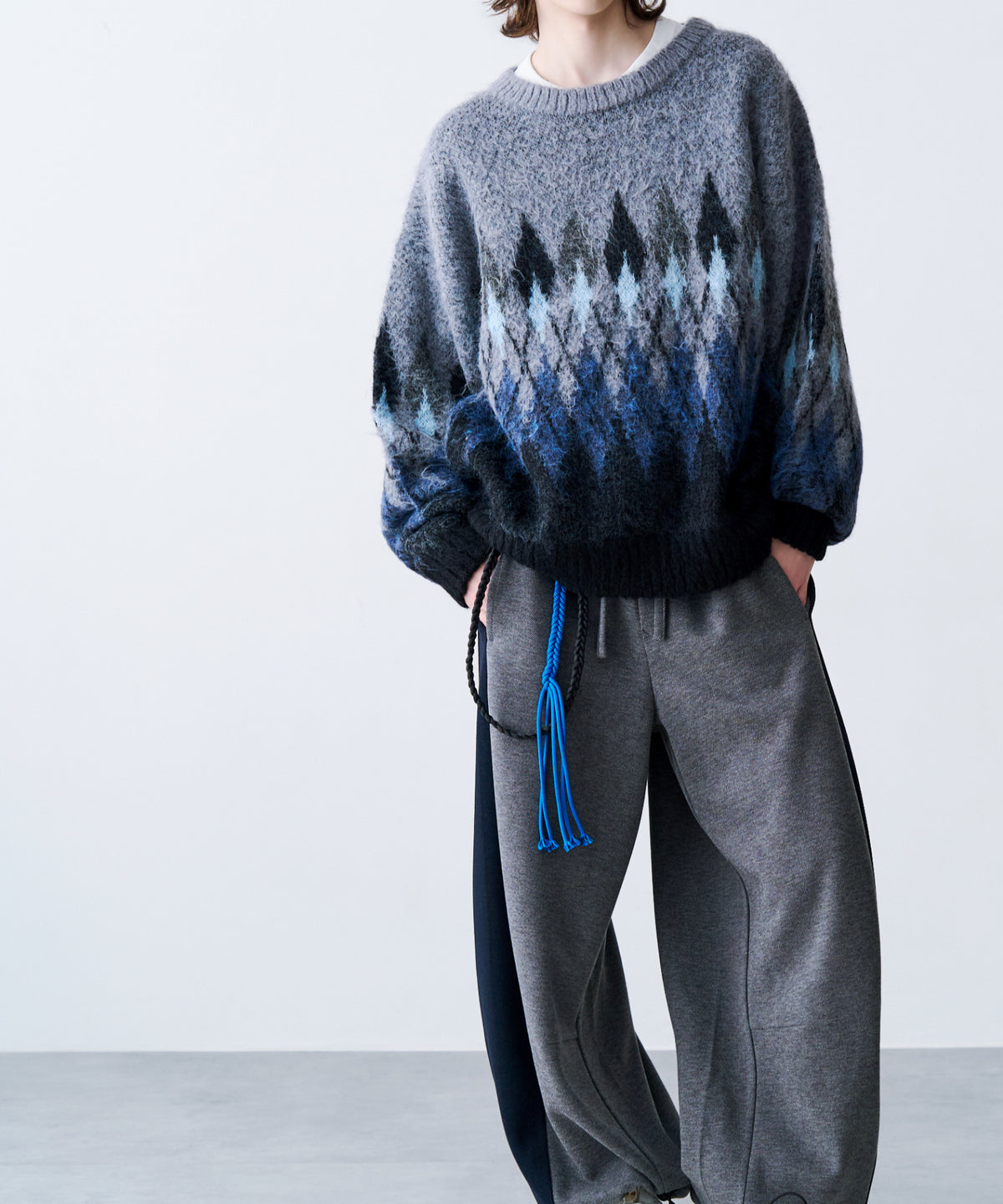 ARGYLE SHAGGY KNIT