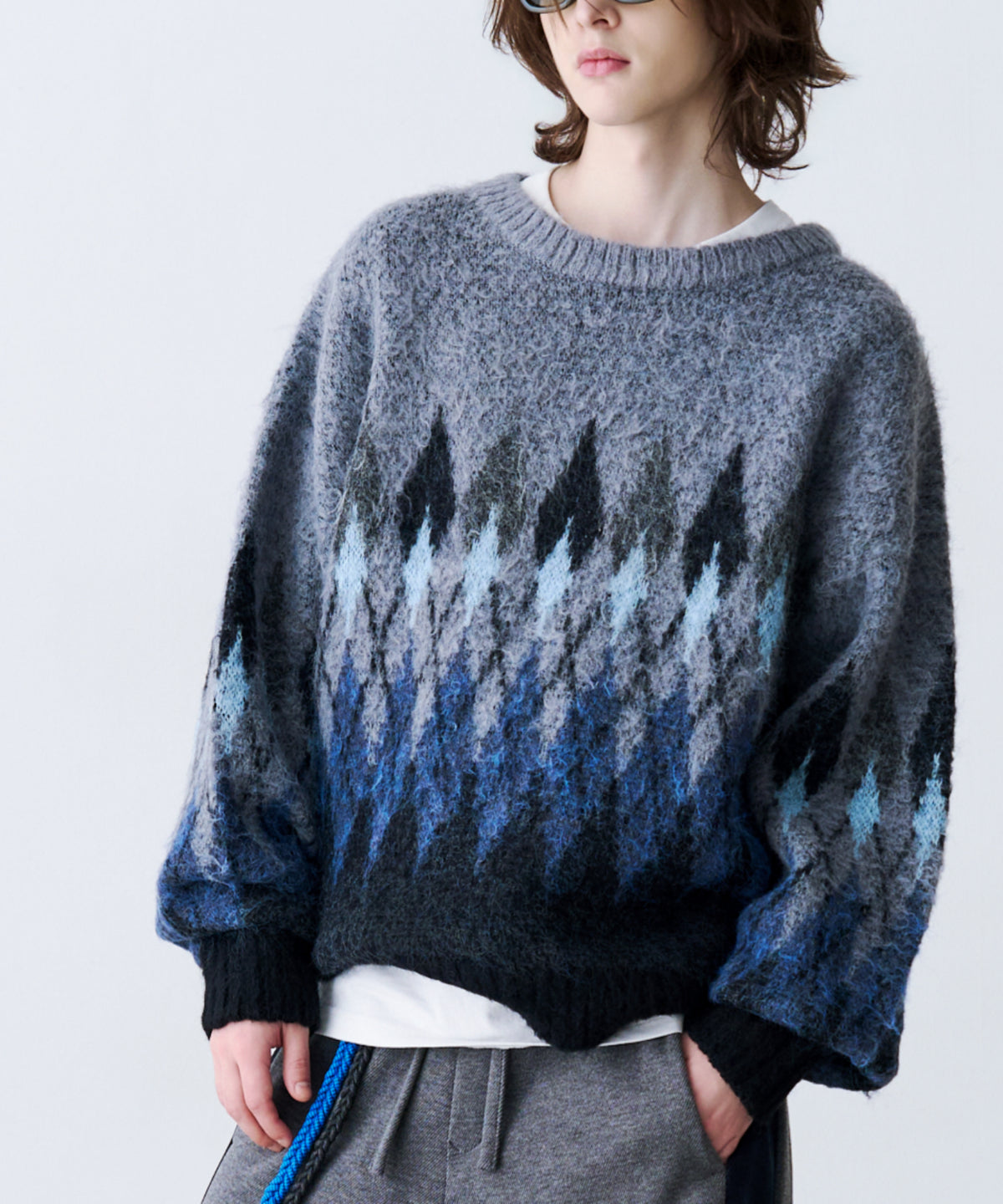 ARGYLE SHAGGY KNIT