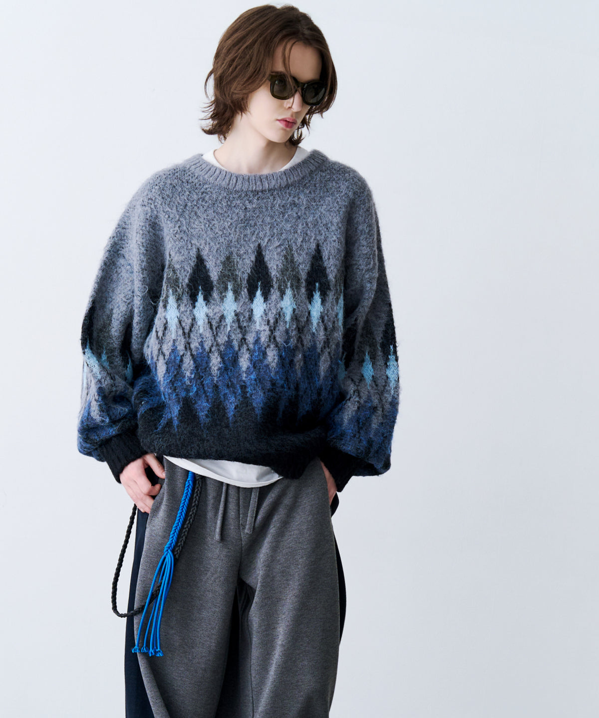 ARGYLE SHAGGY KNIT