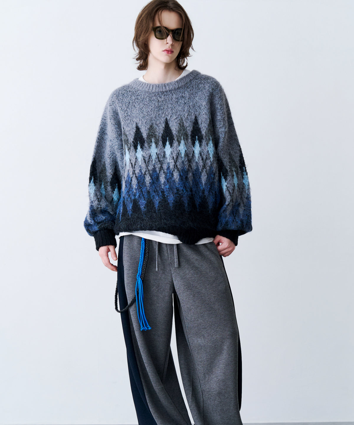 ARGYLE SHAGGY KNIT