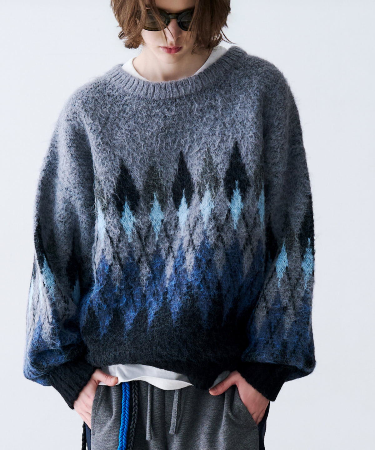 ARGYLE SHAGGY KNIT