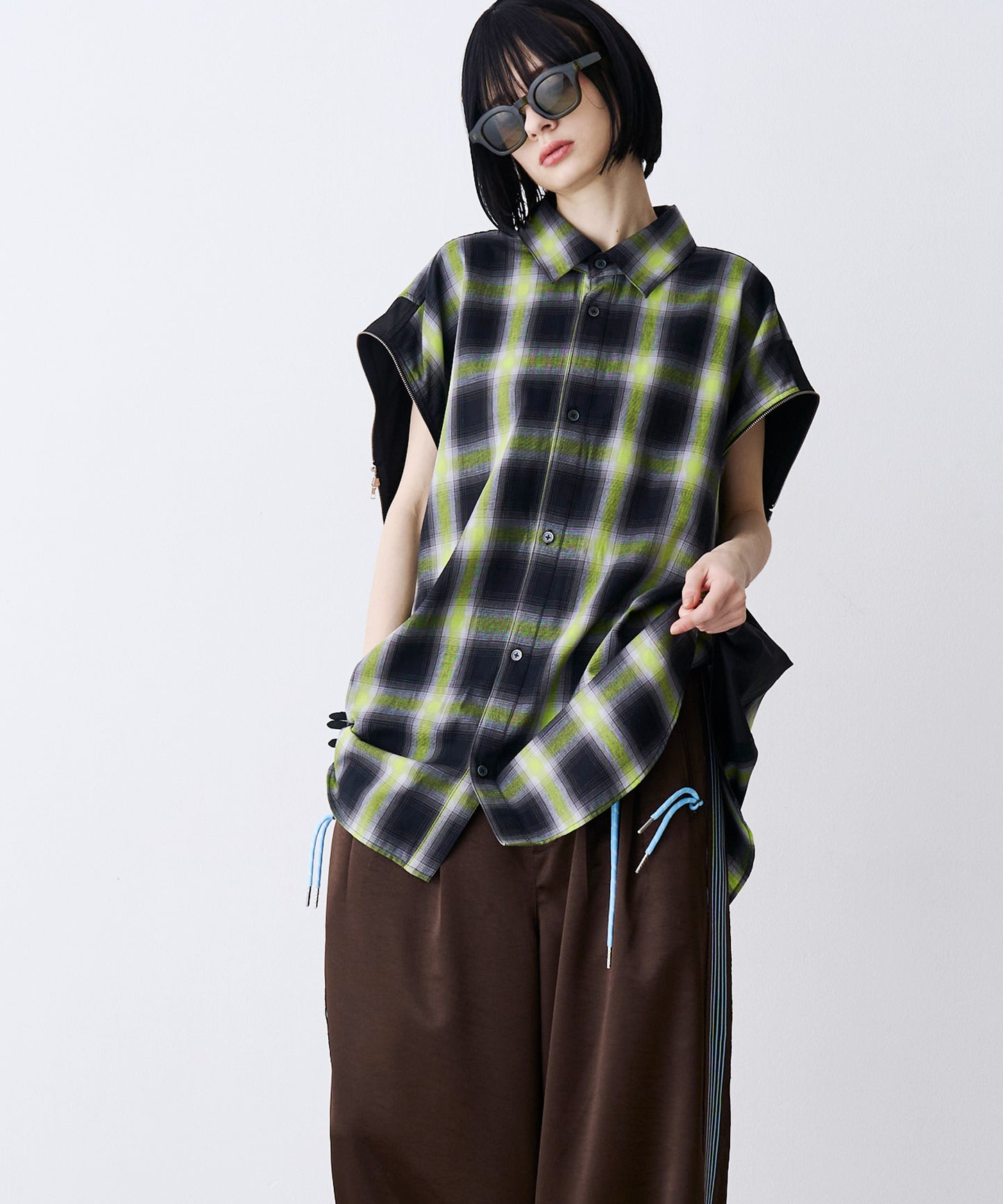 【SALE】2-ZIP CHECK H/S SHIRTS