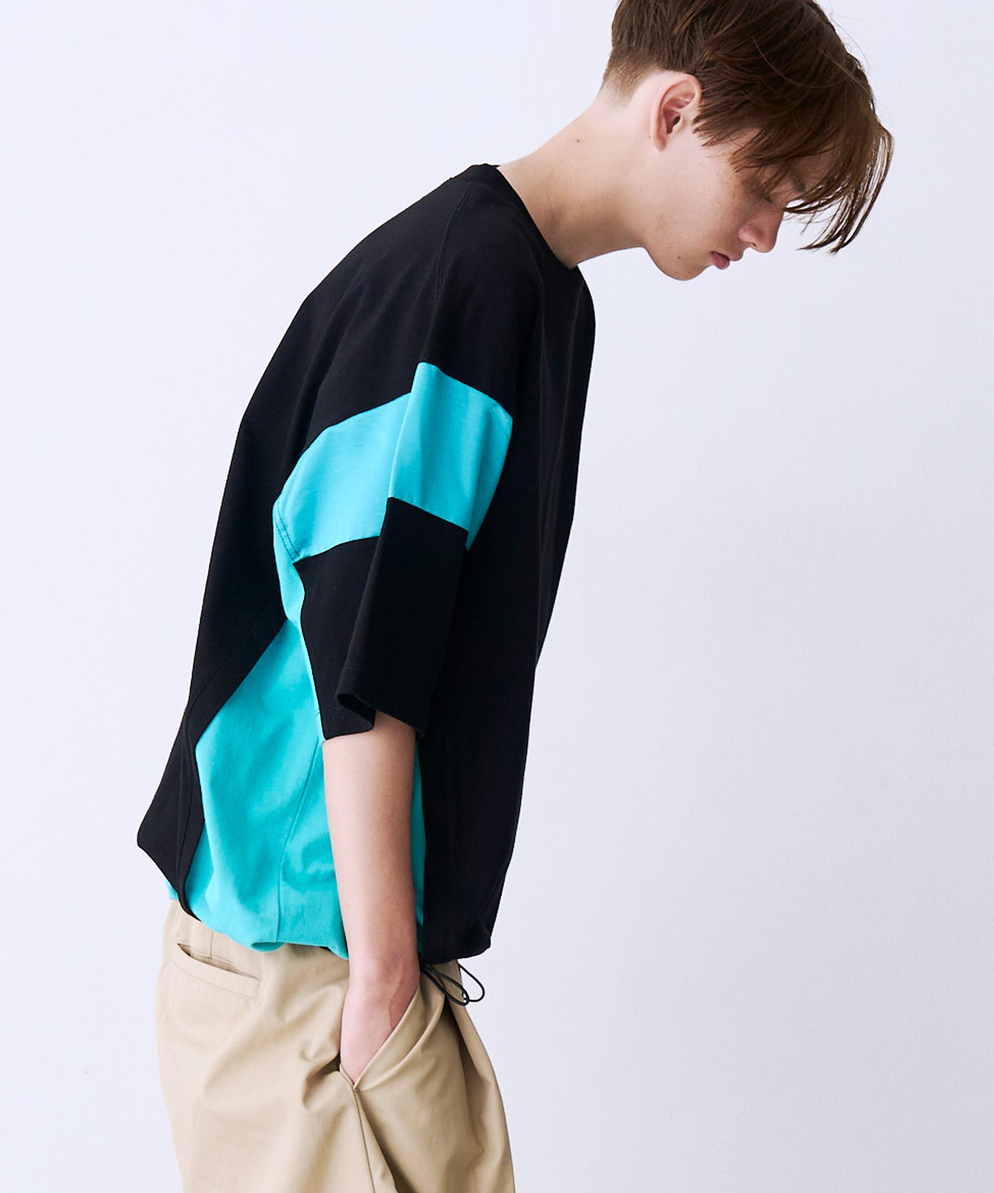 SATIN MIX BLOCK TEE