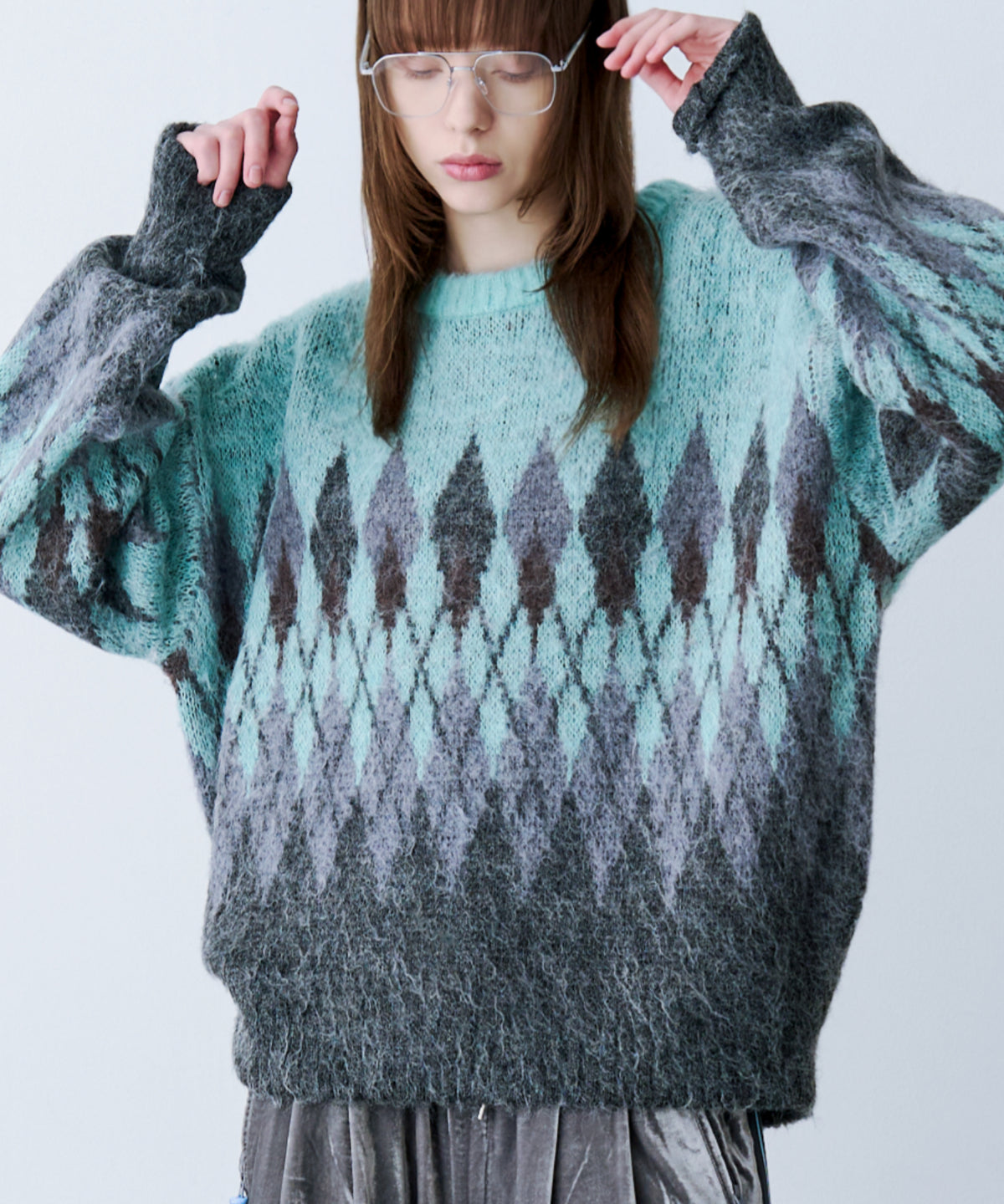 ARGYLE SHAGGY KNIT