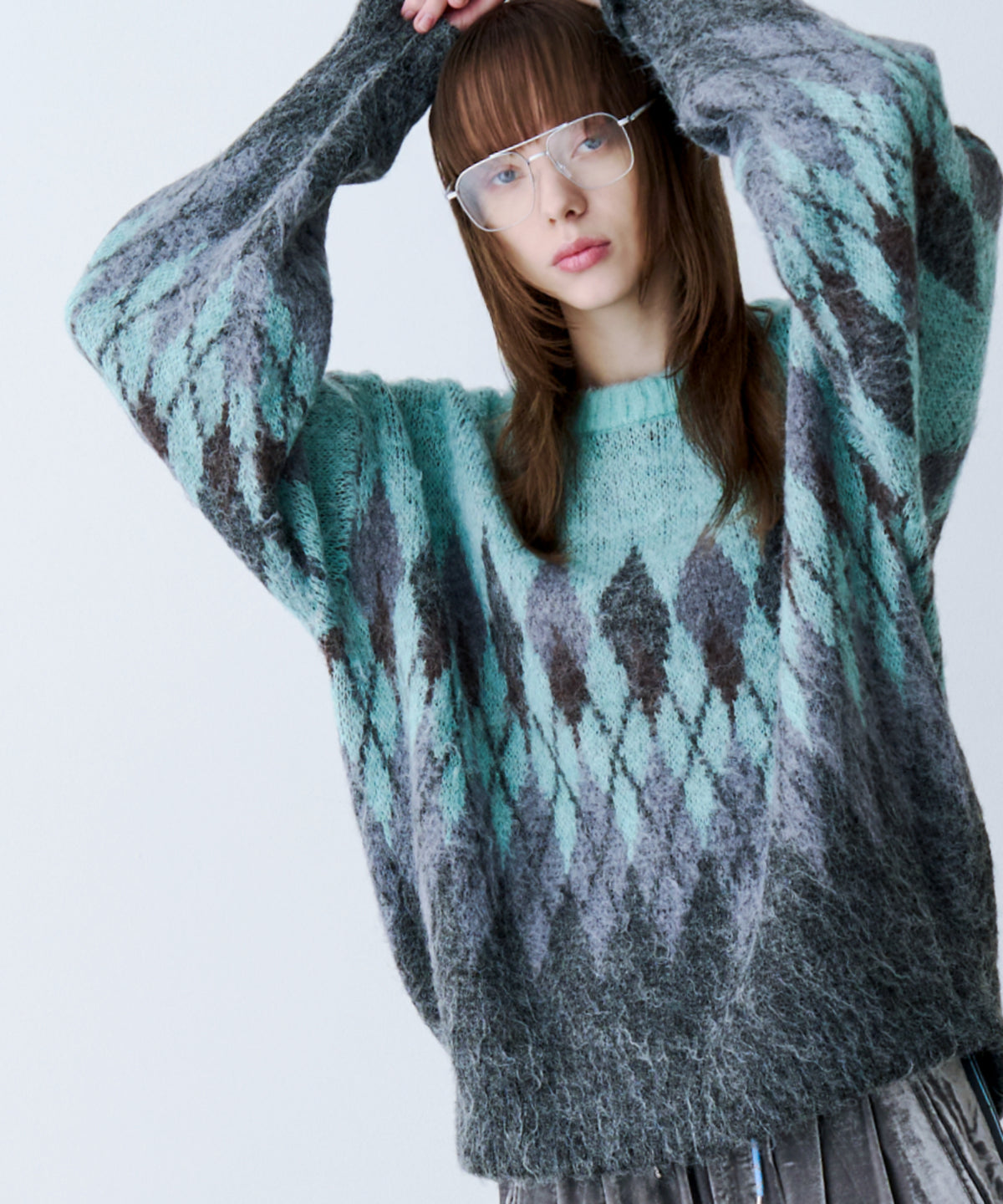 ARGYLE SHAGGY KNIT