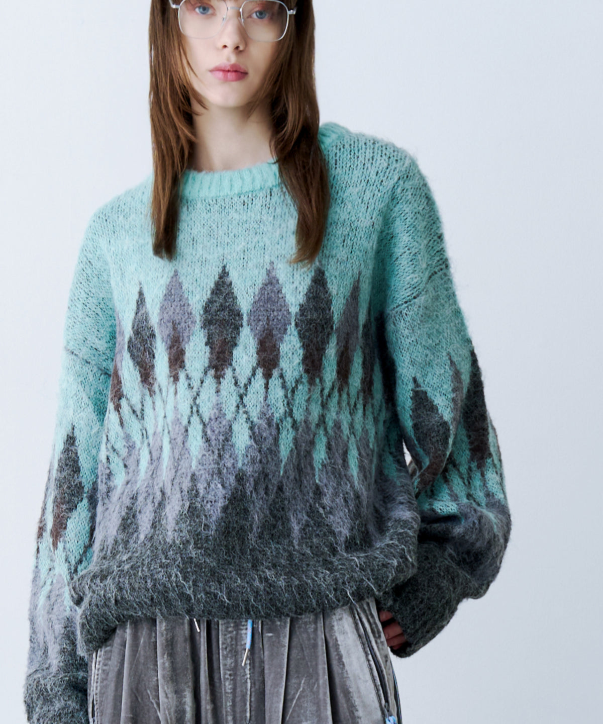 ARGYLE SHAGGY KNIT