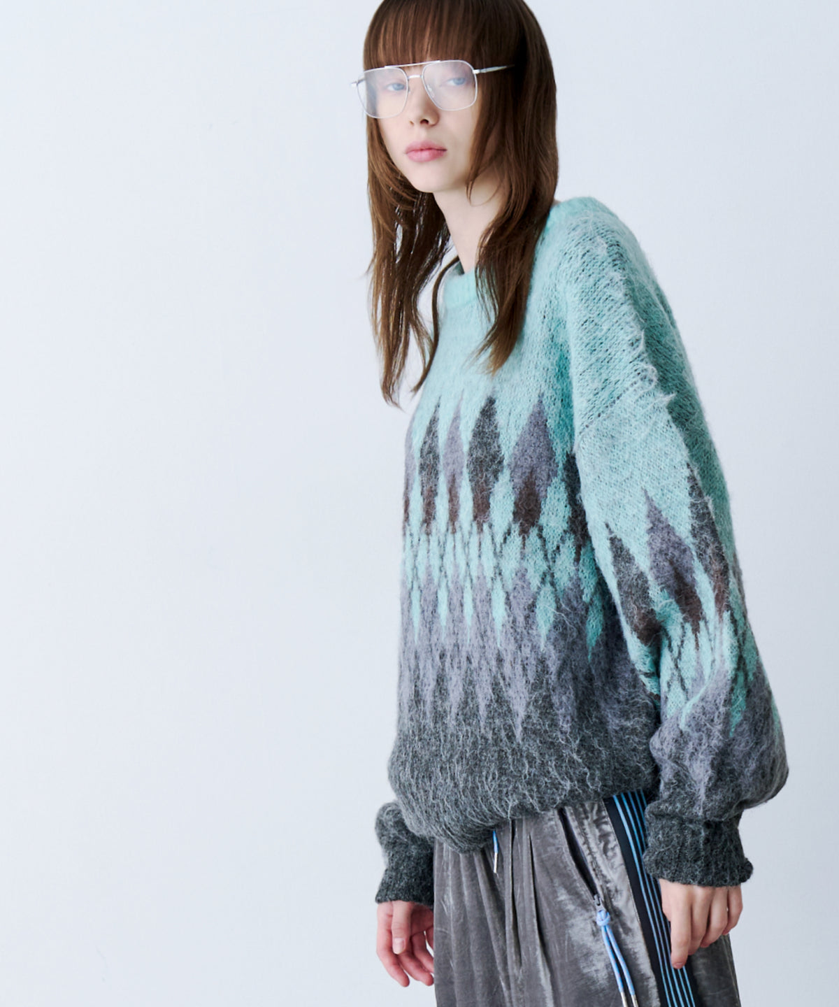 ARGYLE SHAGGY KNIT