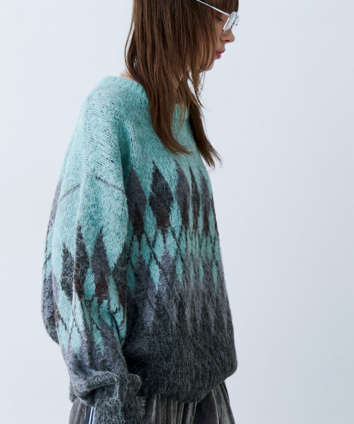 ARGYLE SHAGGY KNIT