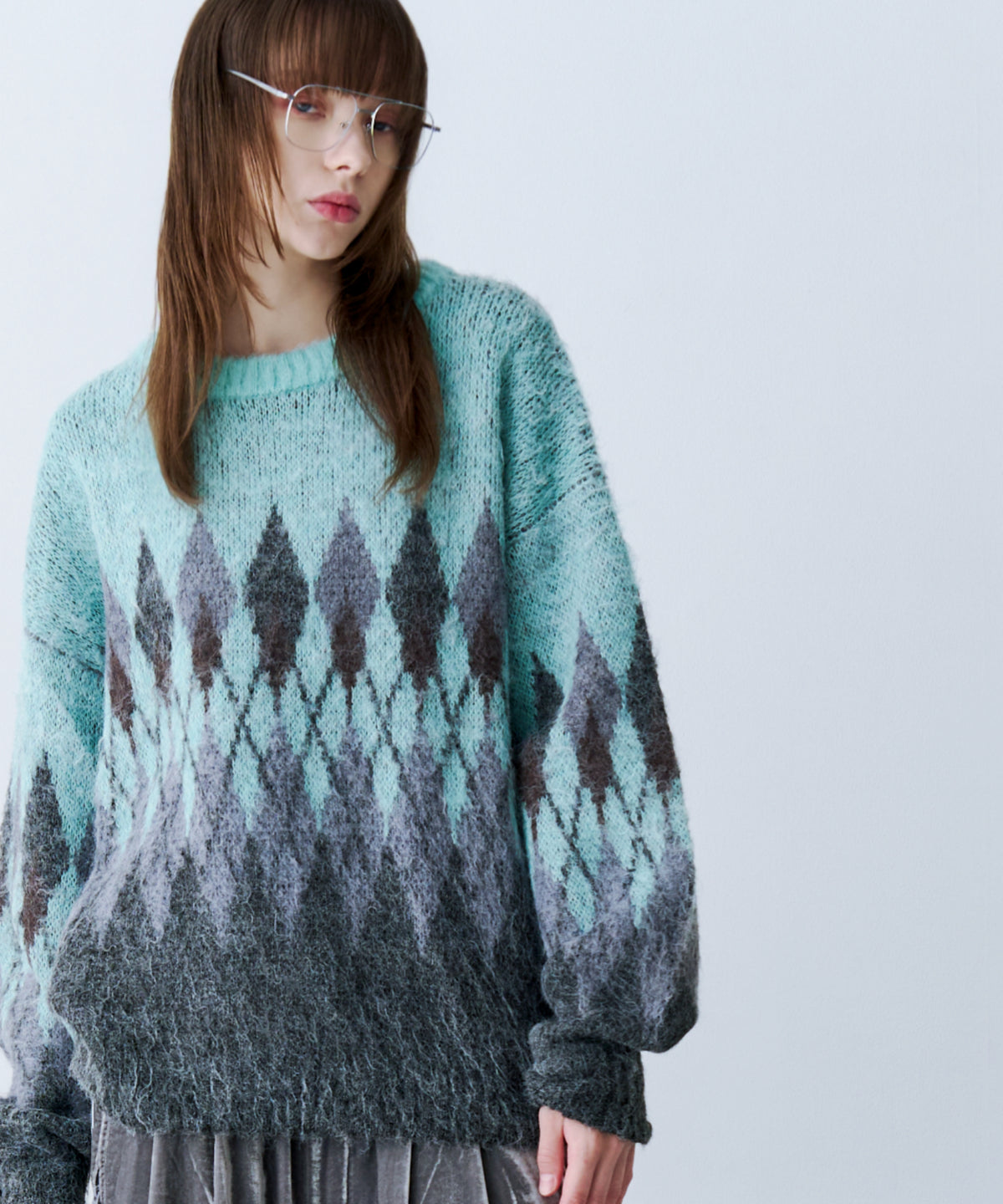 ARGYLE SHAGGY KNIT