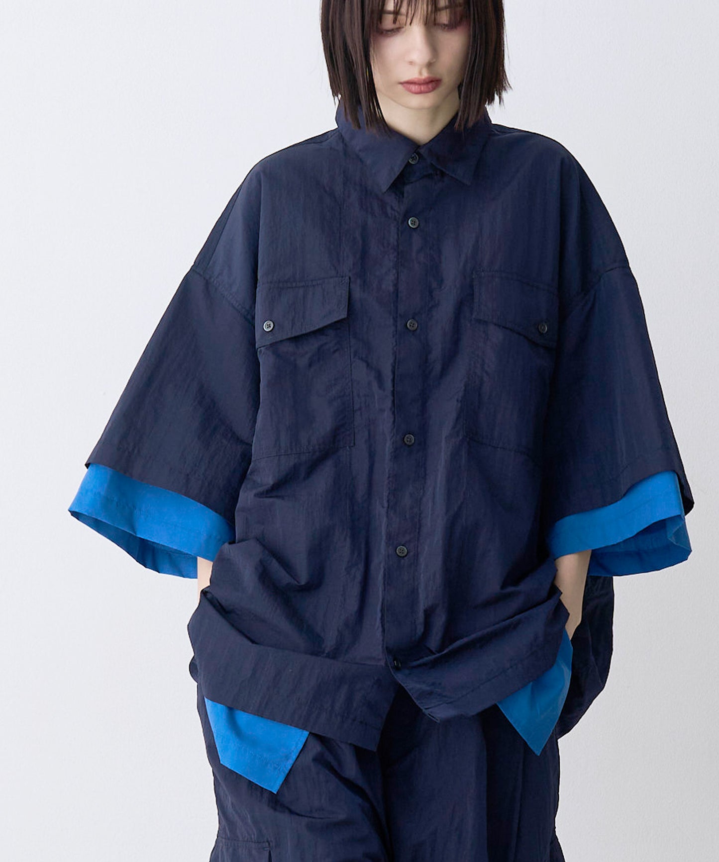【予約商品】LAYERED H/S BOX SHIRTS