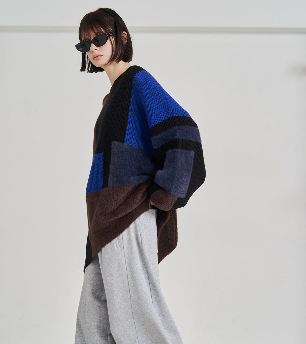 【再販 一部予約商品】MIXYARN PATCHWORK KNIT