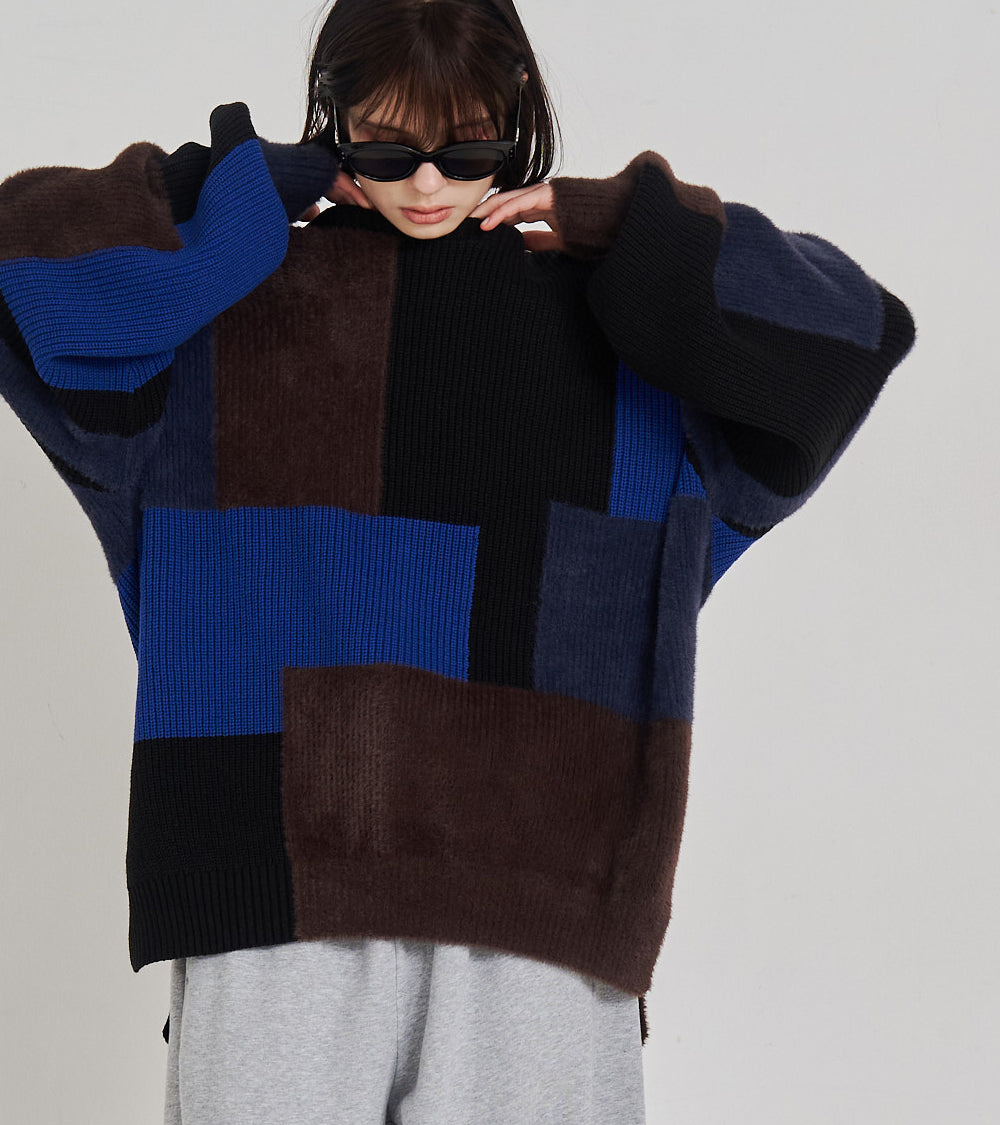 【再販 一部予約商品】MIXYARN PATCHWORK KNIT