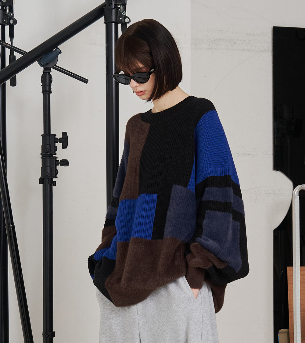 【再販 一部予約商品】MIXYARN PATCHWORK KNIT
