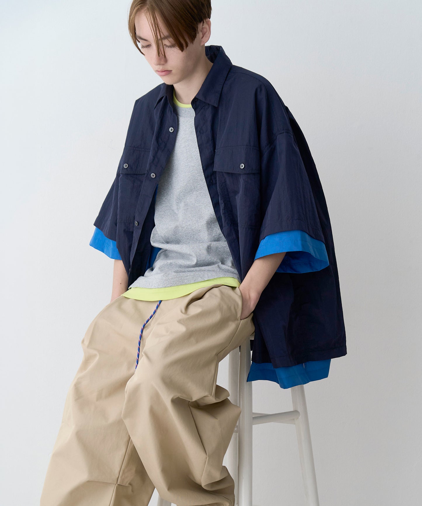 【予約商品】LAYERED H/S BOX SHIRTS