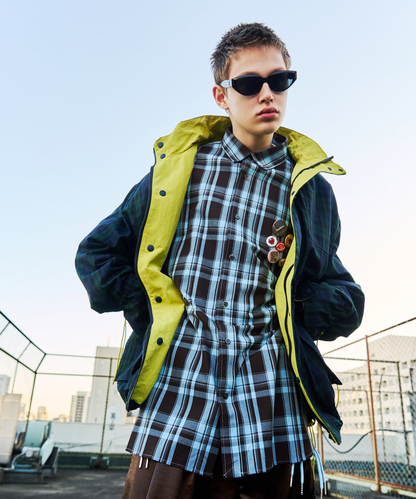 【予約商品】CHECK LINE OVER SHIRTS  with BADGE