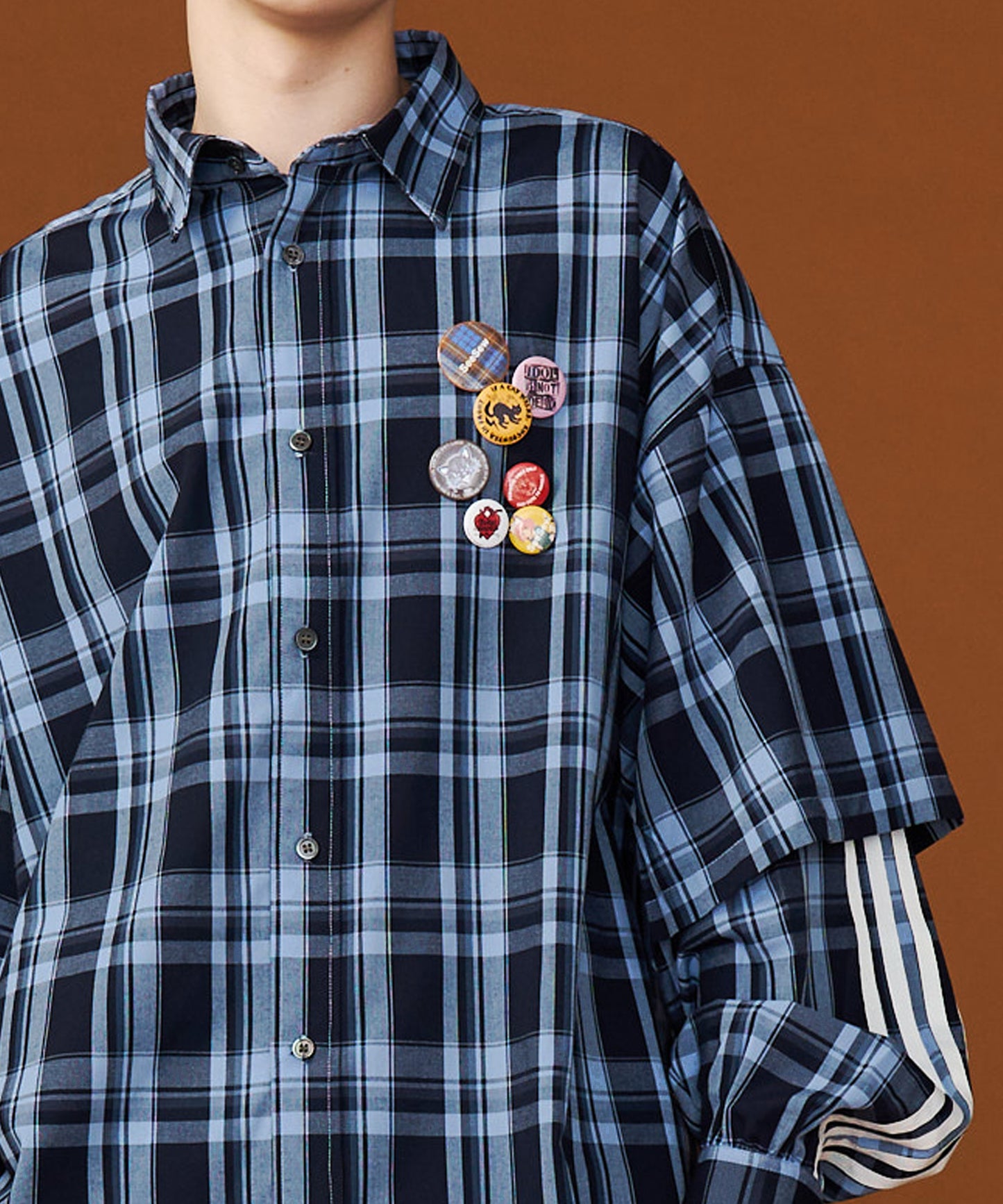 【予約商品】CHECK LINE OVER SHIRTS  with BADGE