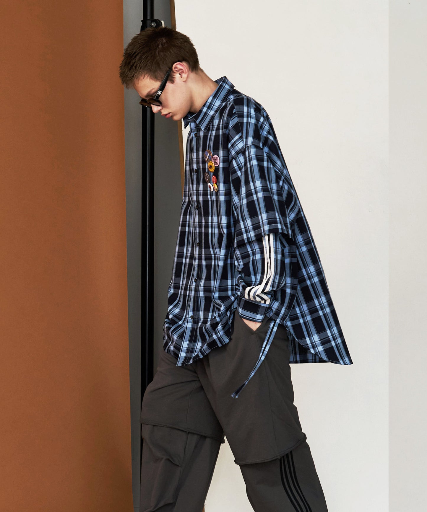 【予約商品】CHECK LINE OVER SHIRTS  with BADGE