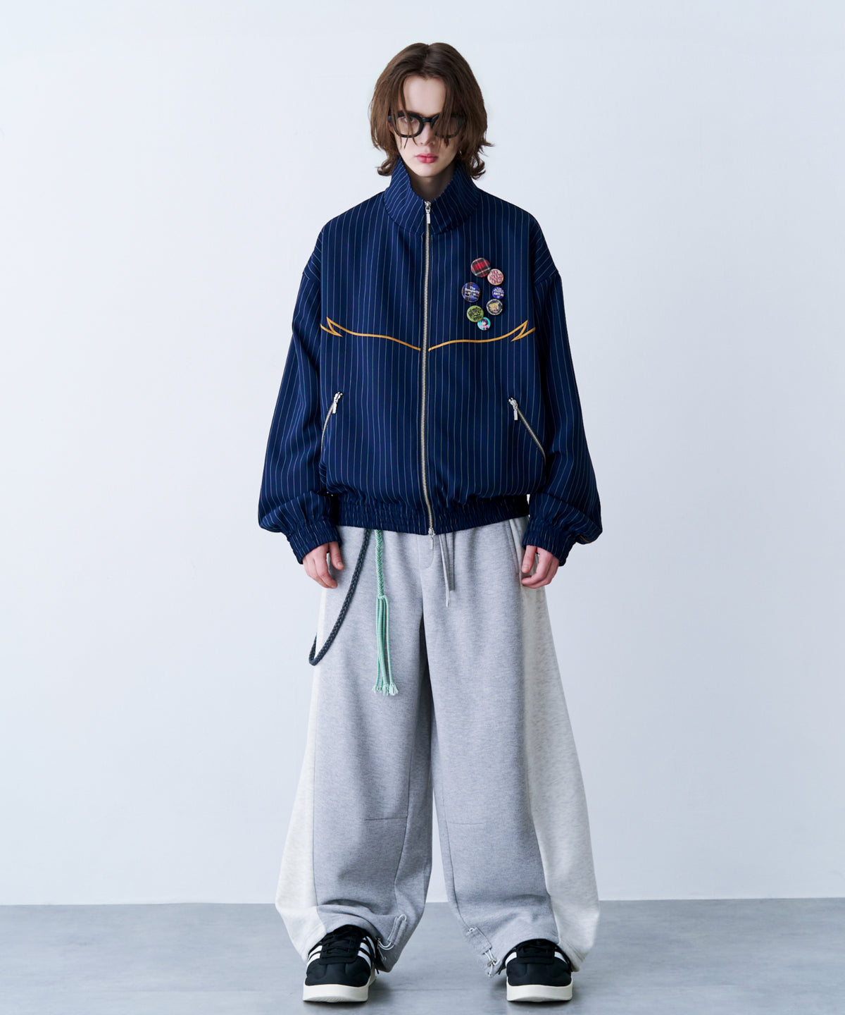 STRIPE MARKED BLOUSON with BADGE