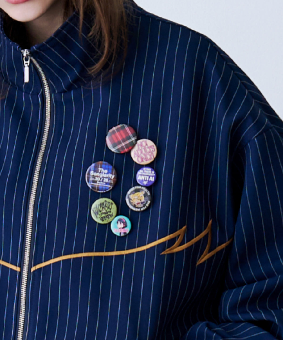 STRIPE MARKED BLOUSON with BADGE