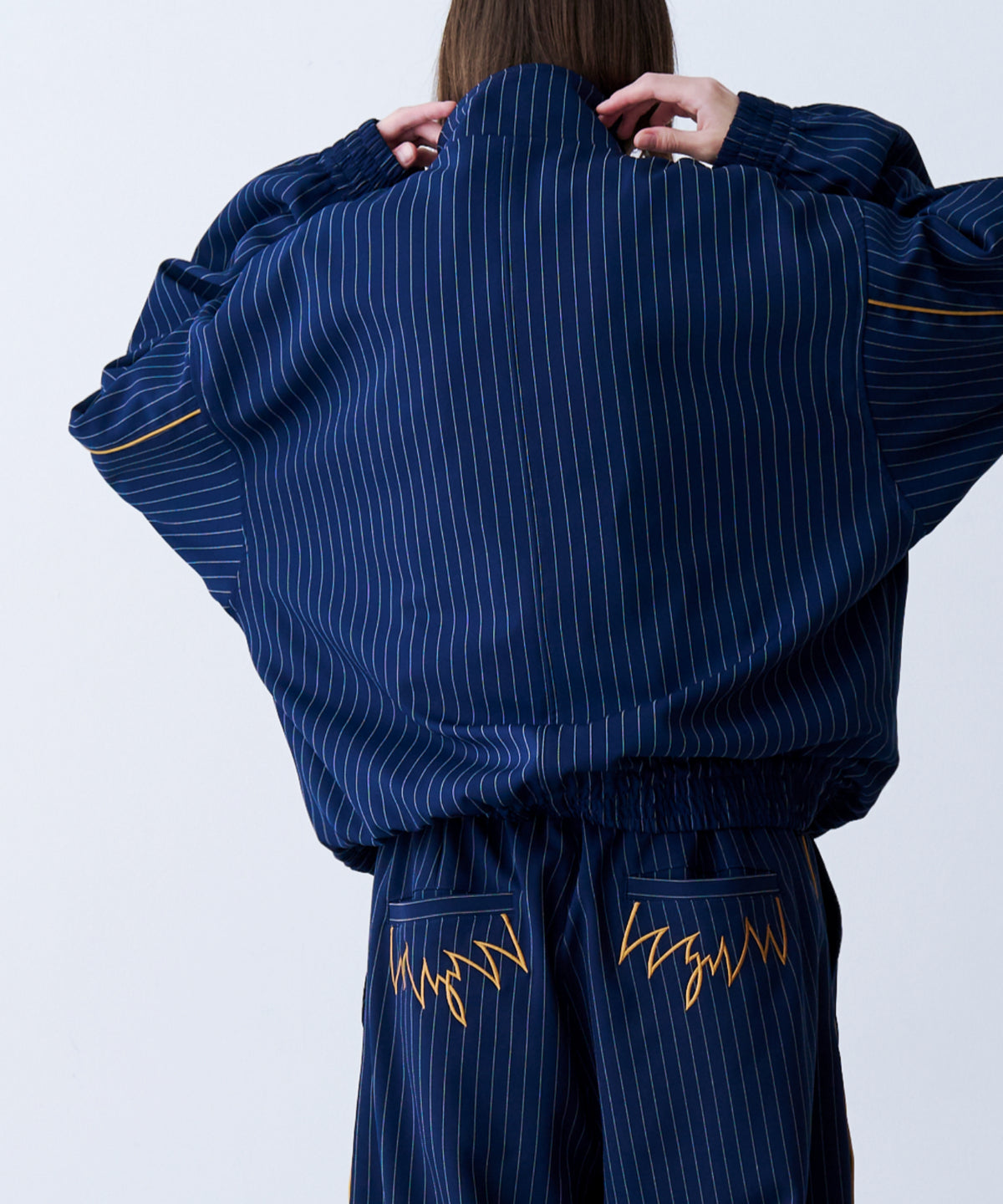 STRIPE MARKED BLOUSON with BADGE