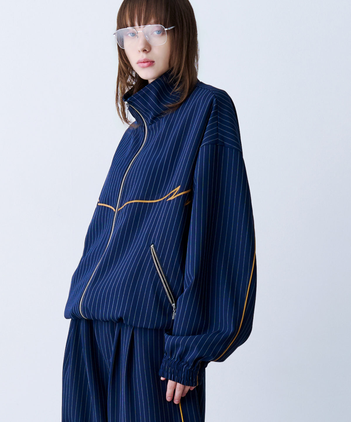 STRIPE MARKED BLOUSON with BADGE