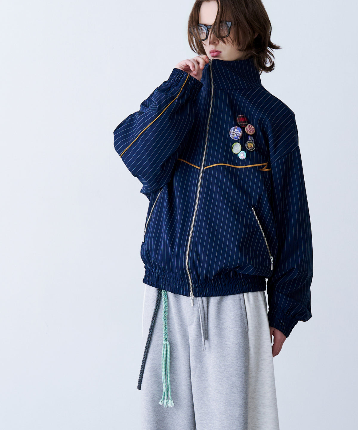 STRIPE MARKED BLOUSON with BADGE