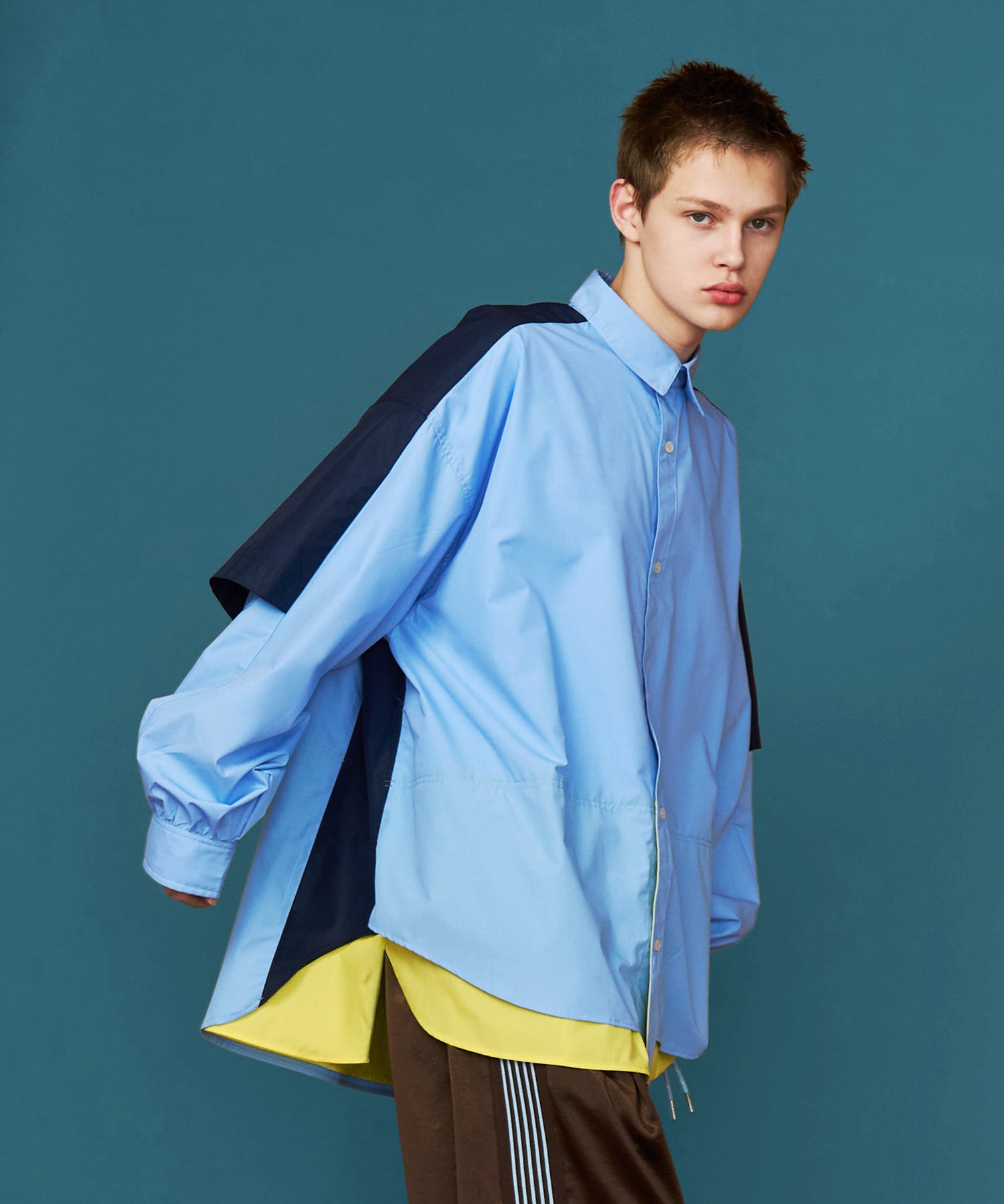 SeeSew 2ウェイ　ブロッキングシャツ　ストライプ　オーバーサイズ　長袖 FAKE BLOCKING OVER SHIRTS – seesew