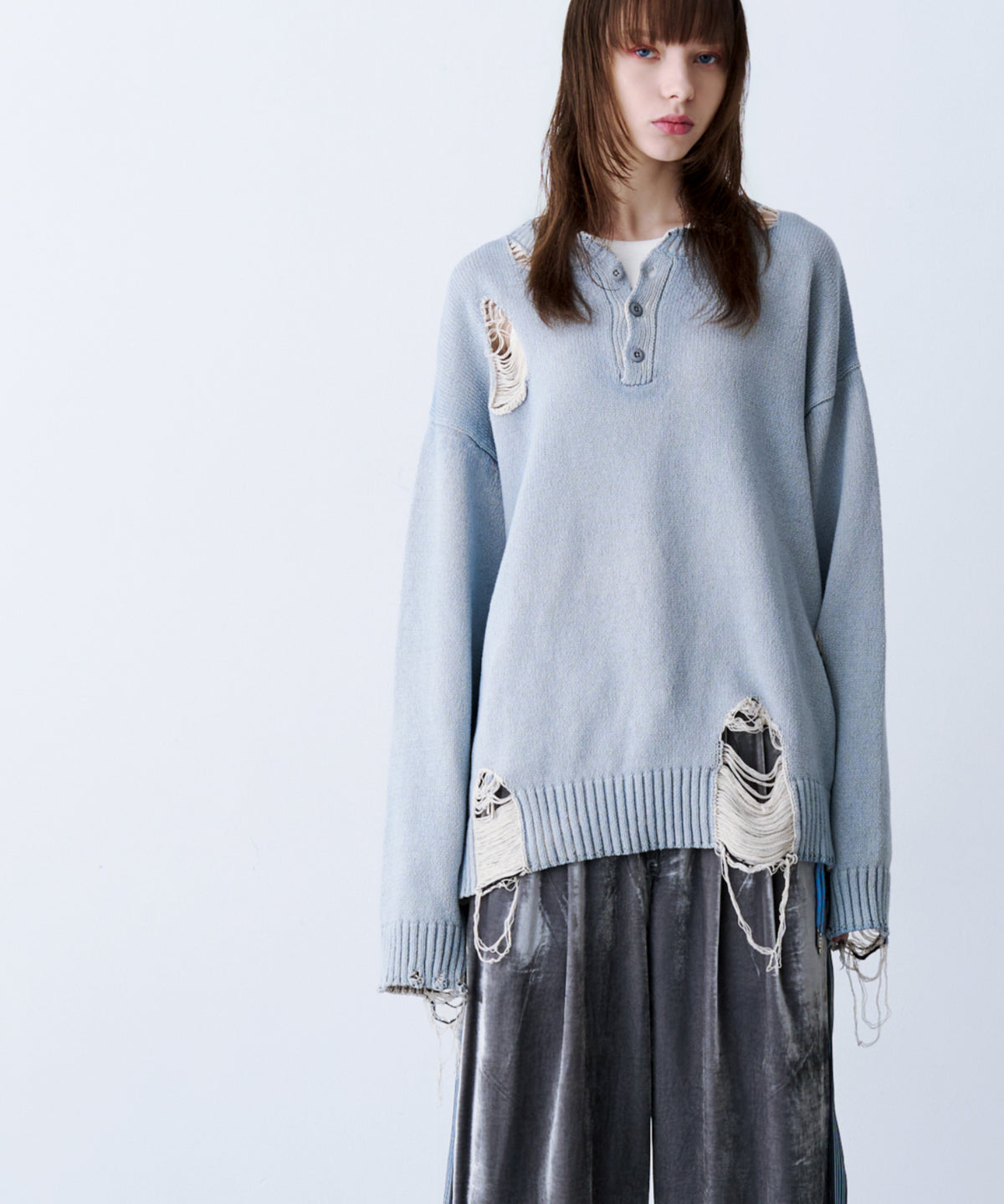 GRUNGE DAMAGE PRINT KNIT