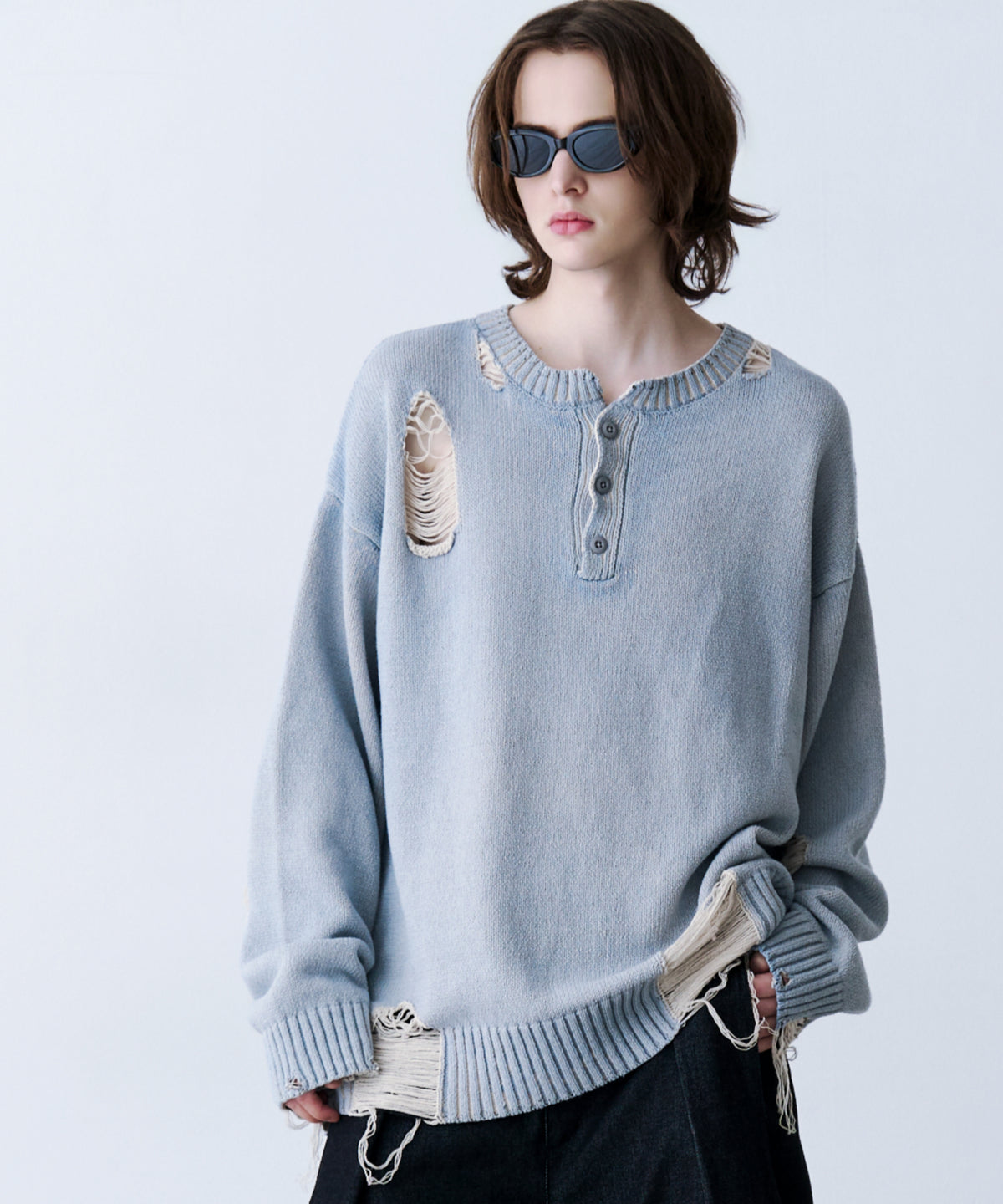 GRUNGE DAMAGE PRINT KNIT