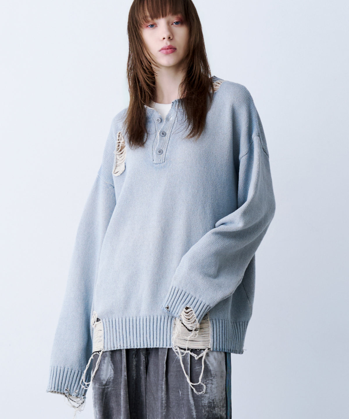 GRUNGE DAMAGE PRINT KNIT