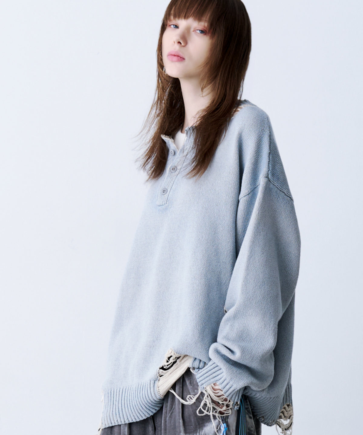 GRUNGE DAMAGE PRINT KNIT
