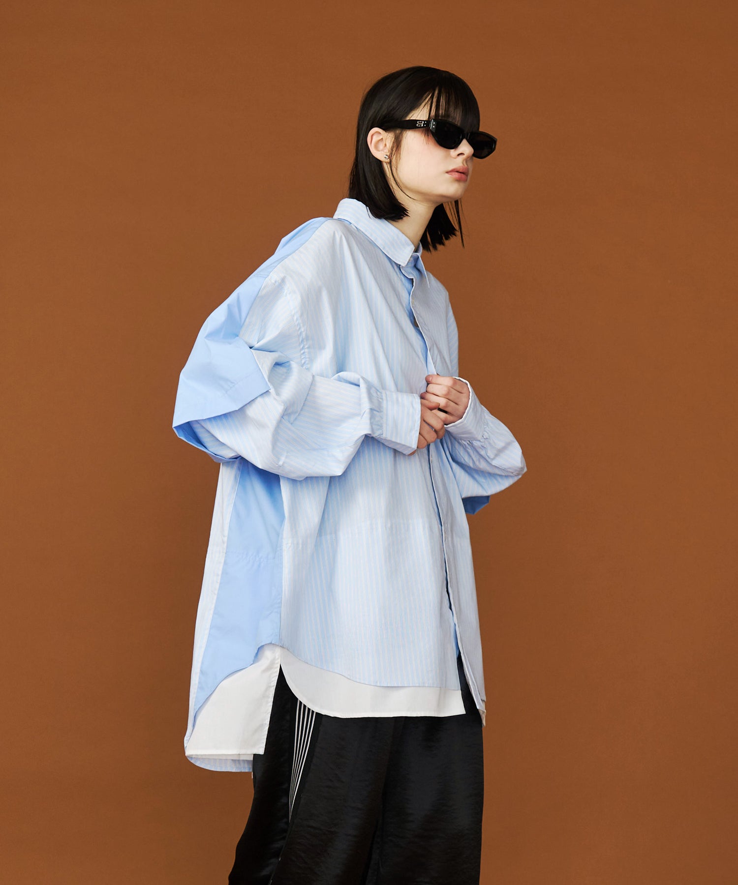 【未使用タグ付き】PHEENY stripe dump over shirts 一部予約商品】FAKE BLOCKING OVER SHIRTS – seesew